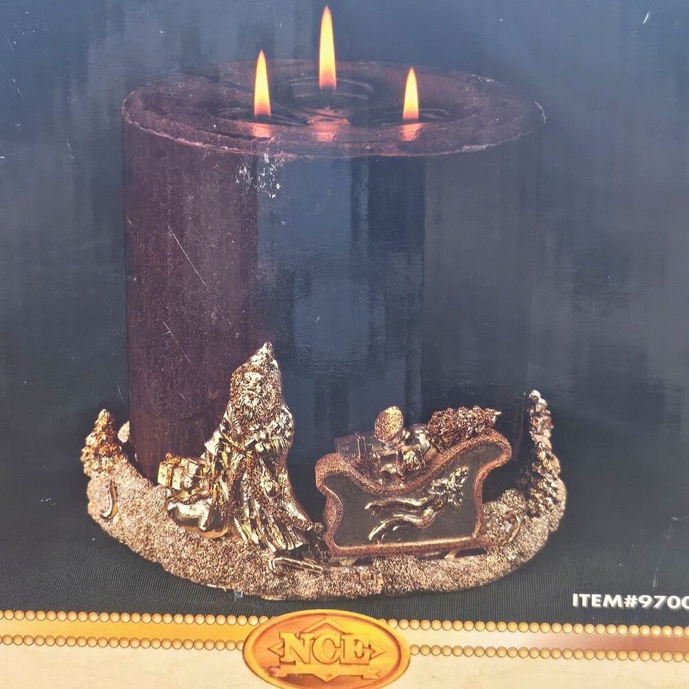 NCE Vintage Santa Christmas Candle Holder Base in Box